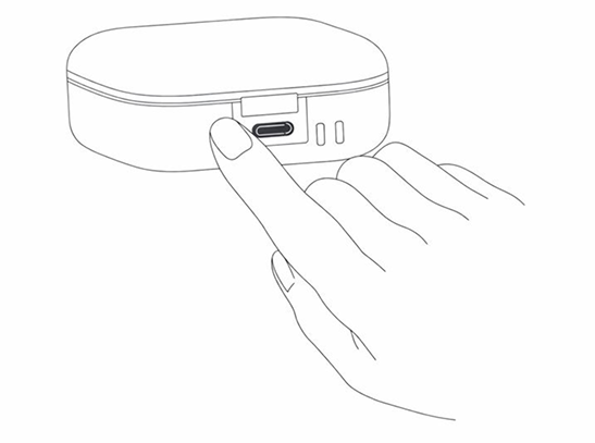 Press the button on the charging case to start charging