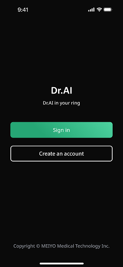 Dr.AI Ring app login screen